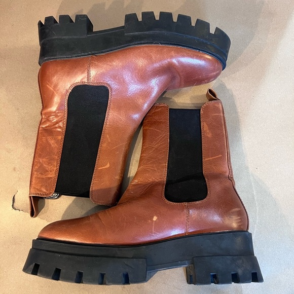 Gianni Bini Down-Town Brown Genuine Leather Chlesea Sole Platform Boots US 10 M - Picture 6 of 12